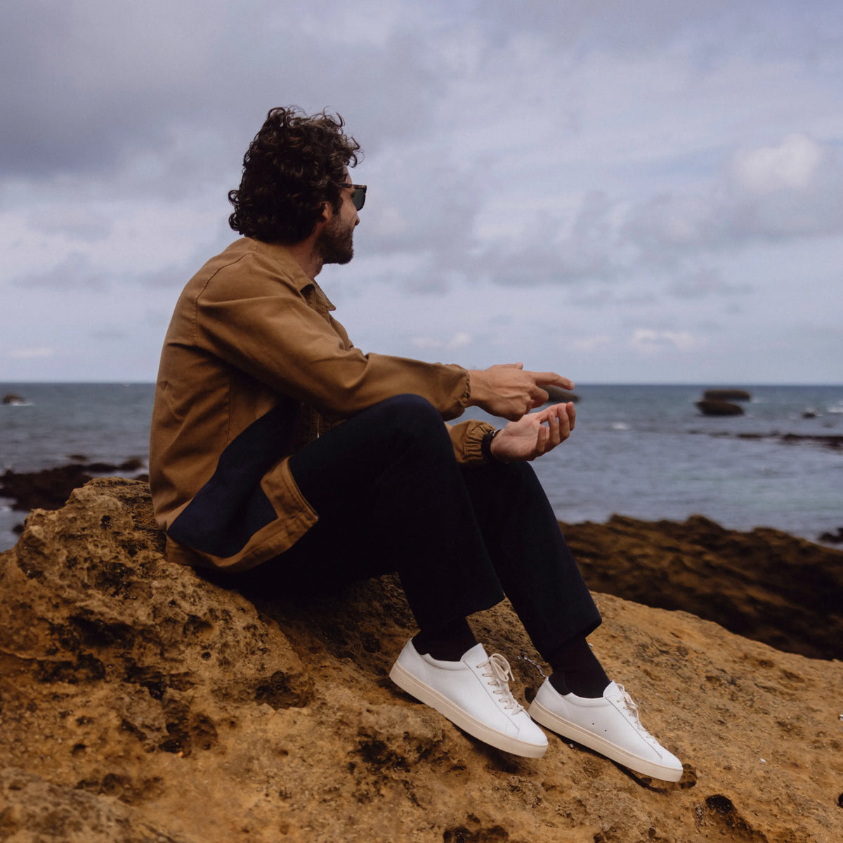 White Leather Navy